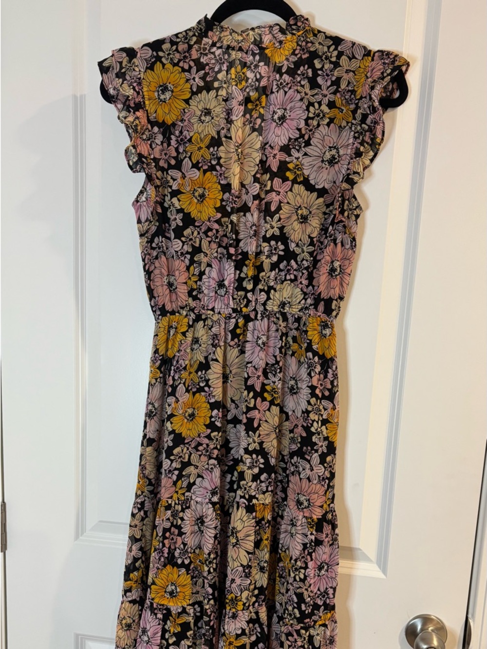 BB Dakota Black Floral Maxi Dress with Pink & Yellow Blooms - Picture 4 of 9